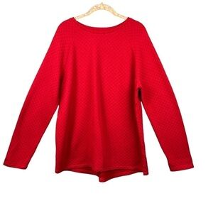 J.Jill Sweater Pattern Design Long Sleeve Red Size Large Tall